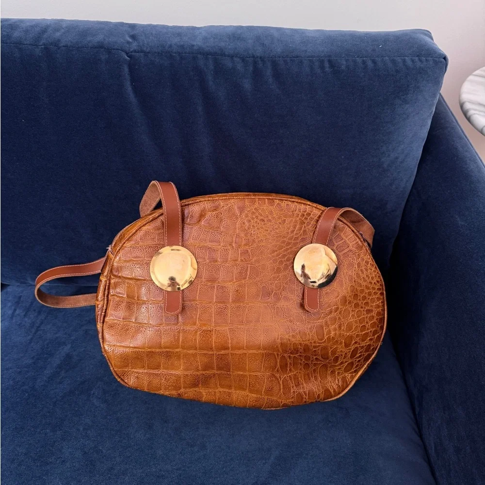 CAVALIERI  Vintage‎  Brown Crocodile leather. shoulder/crossbody Bag.